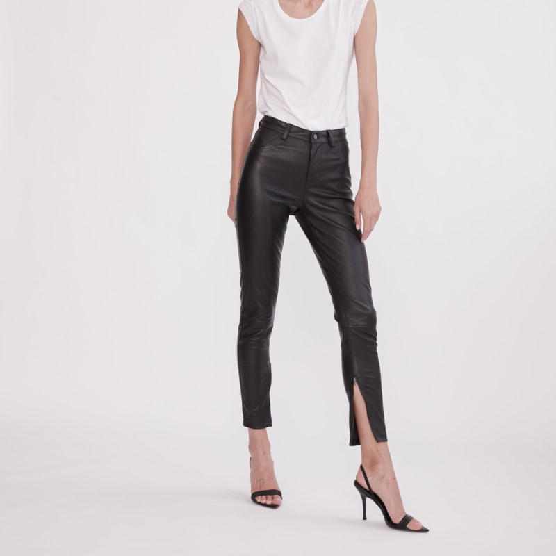 West Broadway High Rise Leather Leggings Black Stretch Leather