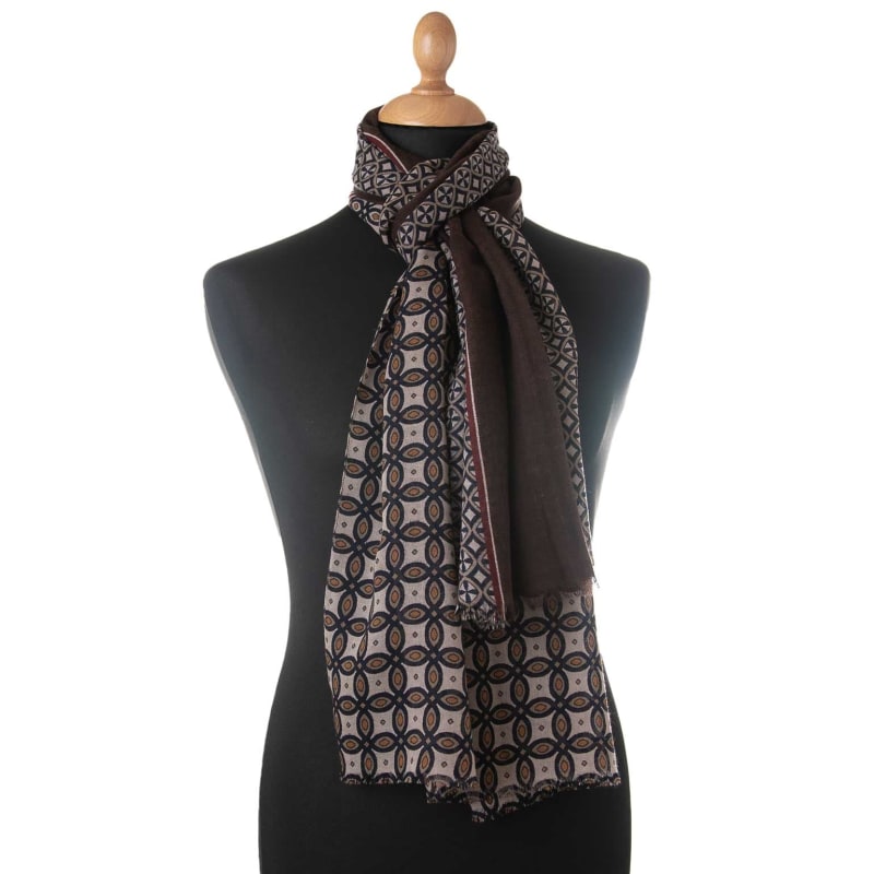 Elizabetta Sondrio - Wool Backed Silk Scarf - Chocolate - Brown