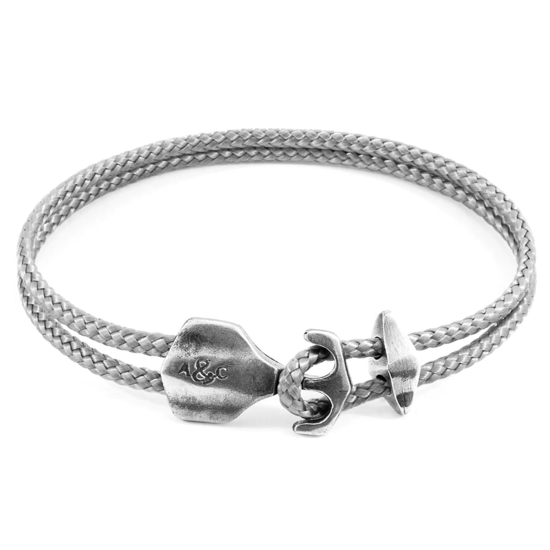 Classic Grey Delta Anchor Silver & Rope Bracelet by ANCHOR & CREW