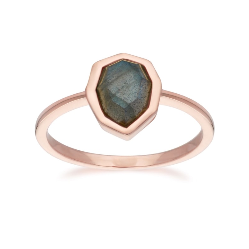 Thumbnail of Irregular Labradorite Ring In Rose Gold Plated Silver image