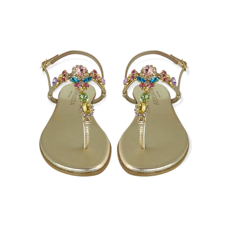 Thumbnail of Lucrezia Flat Sandal With Multicolor Crystals image