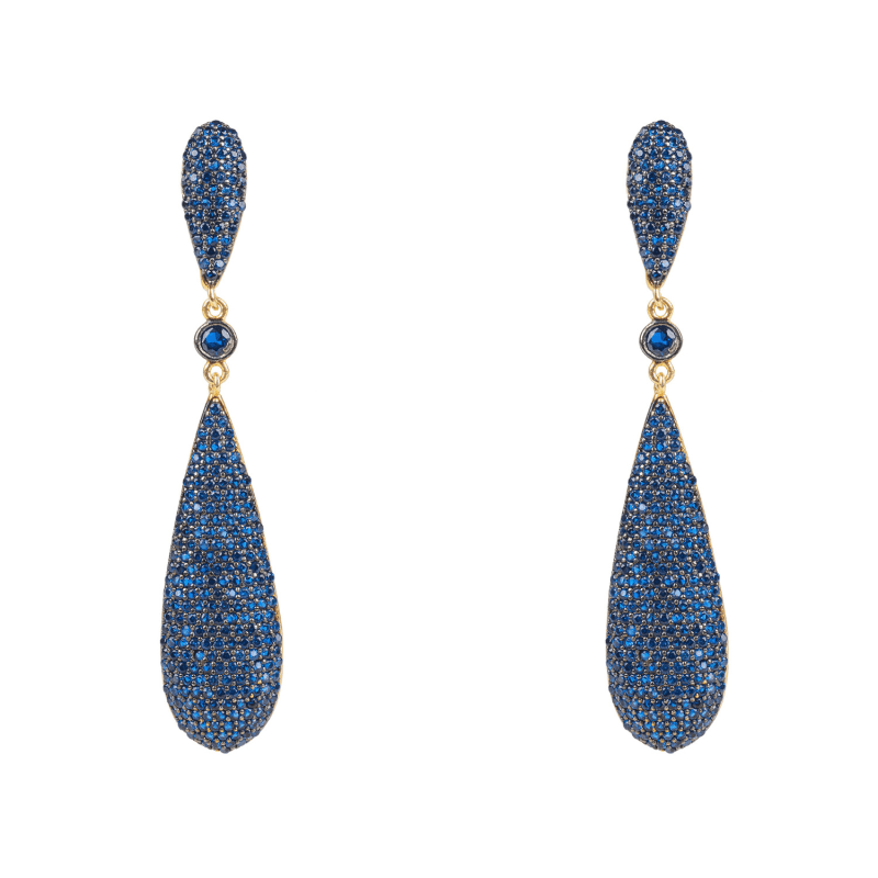 Thumbnail of Coco's Long Drop Earrings Sapphire Blue Cz image