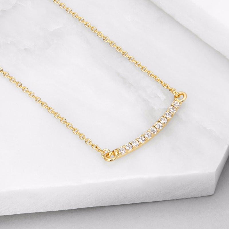 Thumbnail of Gold Diamond Style Bar Necklace image