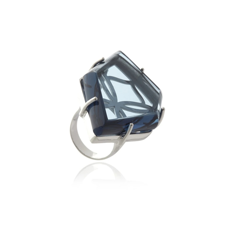 Thumbnail of Silver Signature Asymmetric Crystal Ring image