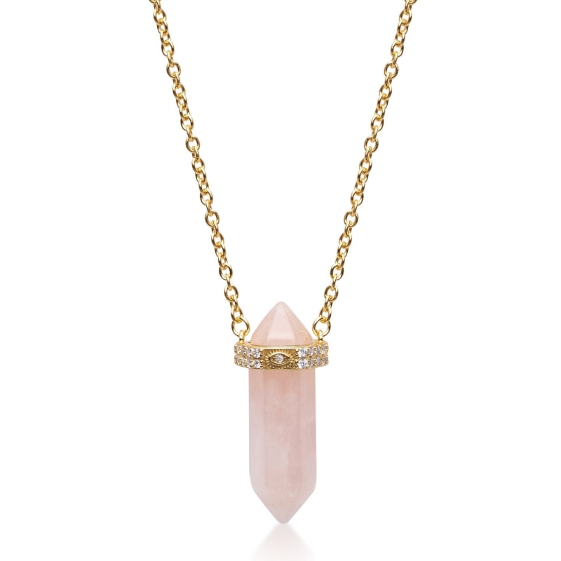 Crystal necklace hot sale rose quartz