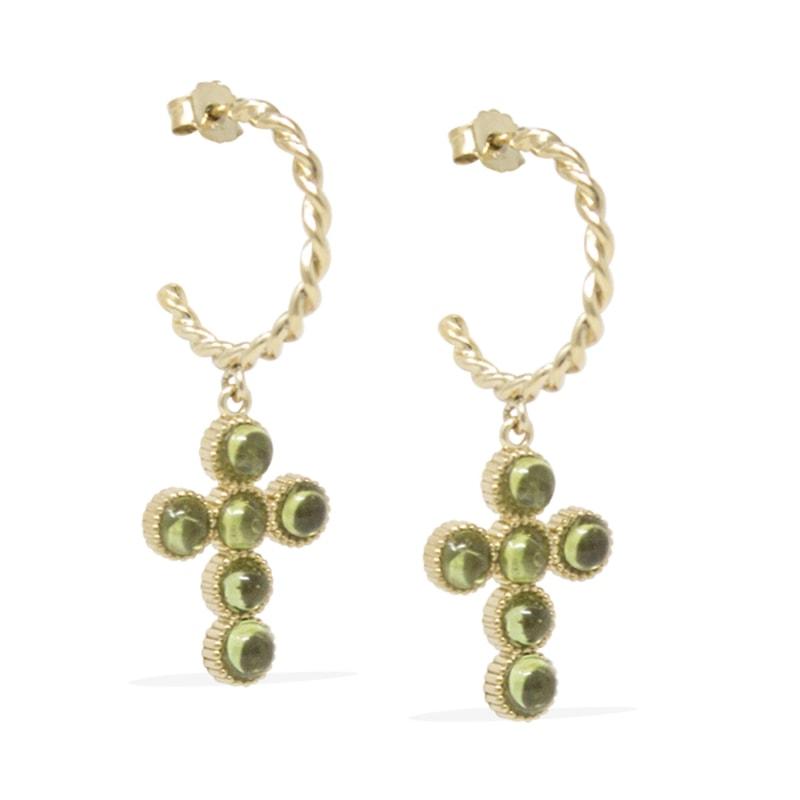 Thumbnail of Hope Gold Plated Peridot Hoop Earrings image