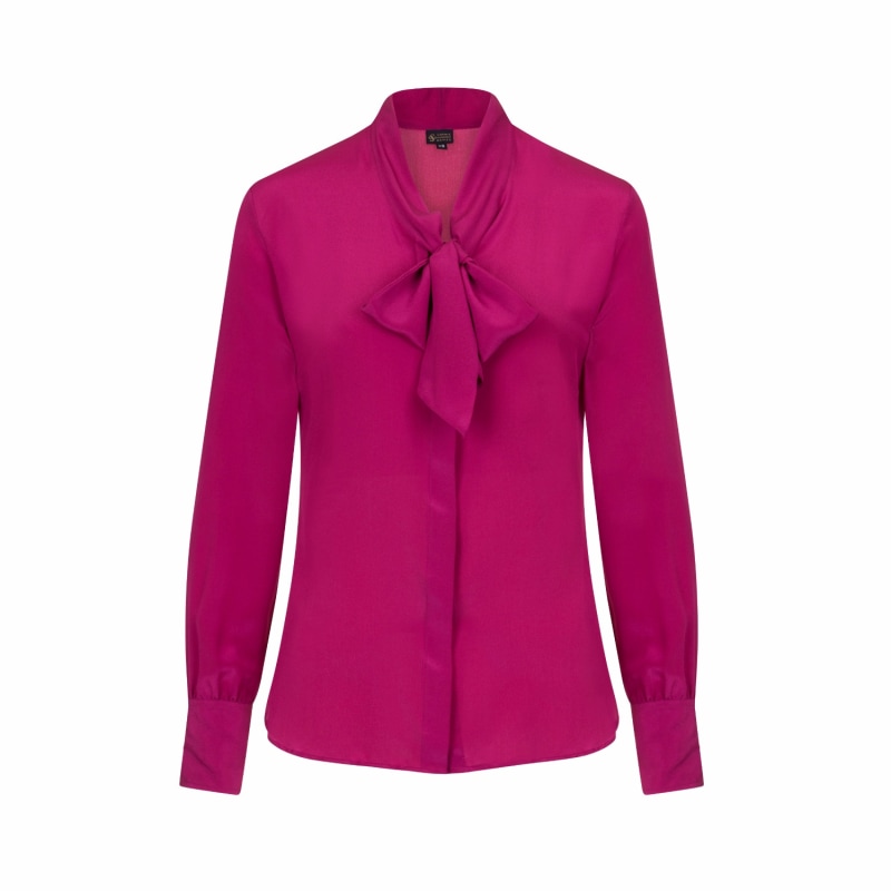 Thumbnail of Berry Pink Silk Bow Blouse image