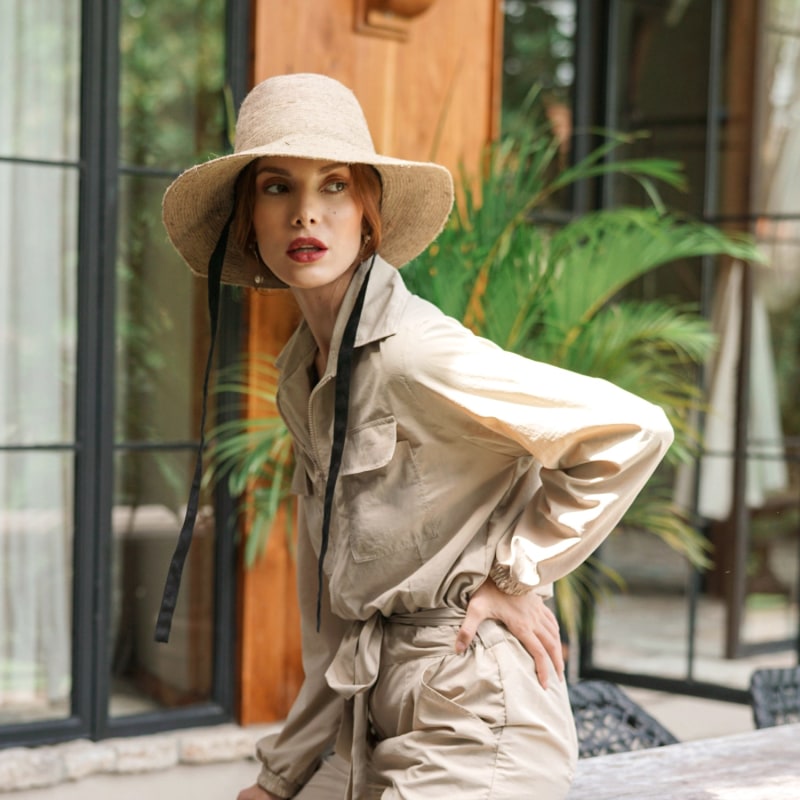 Meg Jute Straw Hat, In Nude Beige With Nude Straps Brunna.Co Wolf & Badger