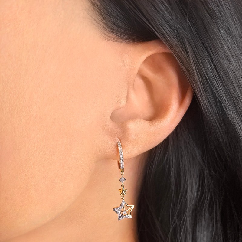 Thumbnail of Little Star Lucky Star Hoop Earrings In 14 Kt Yellow Gold Vermeil On Sterling Silver image