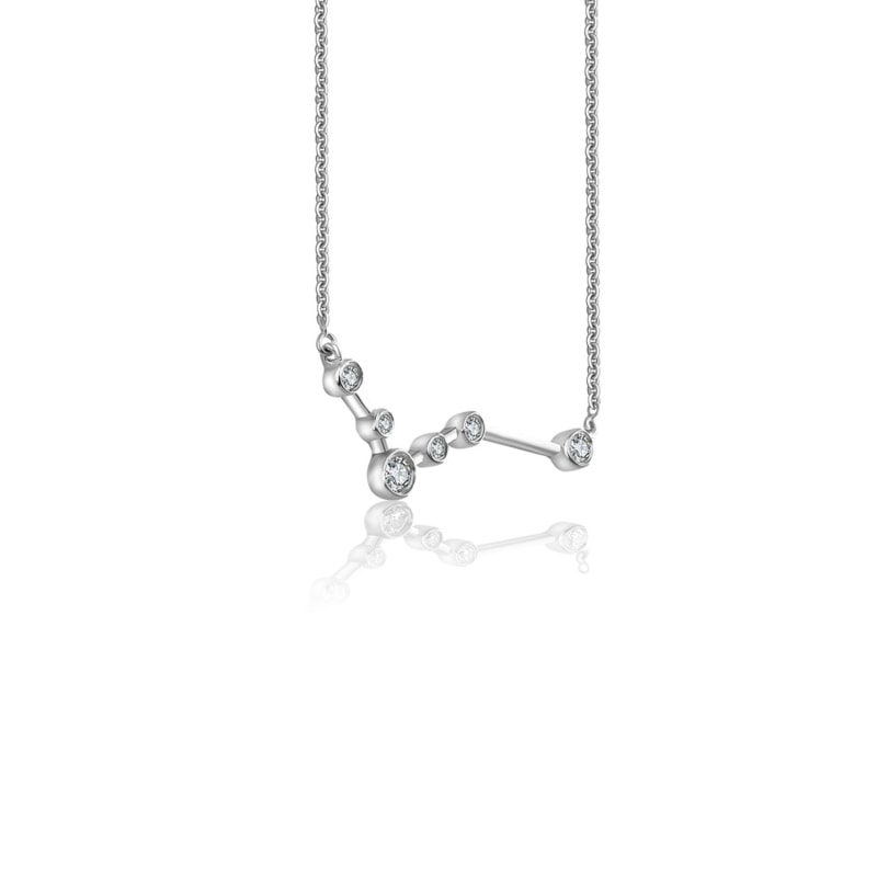 Thumbnail of Pisces Zodiac Constellation Necklace 18K White Gold & Diamond image