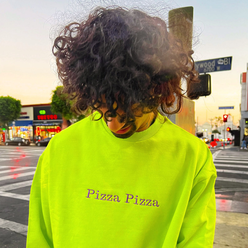 Thumbnail of Neon Green 'Pizza Pizza' Sweatshirt image