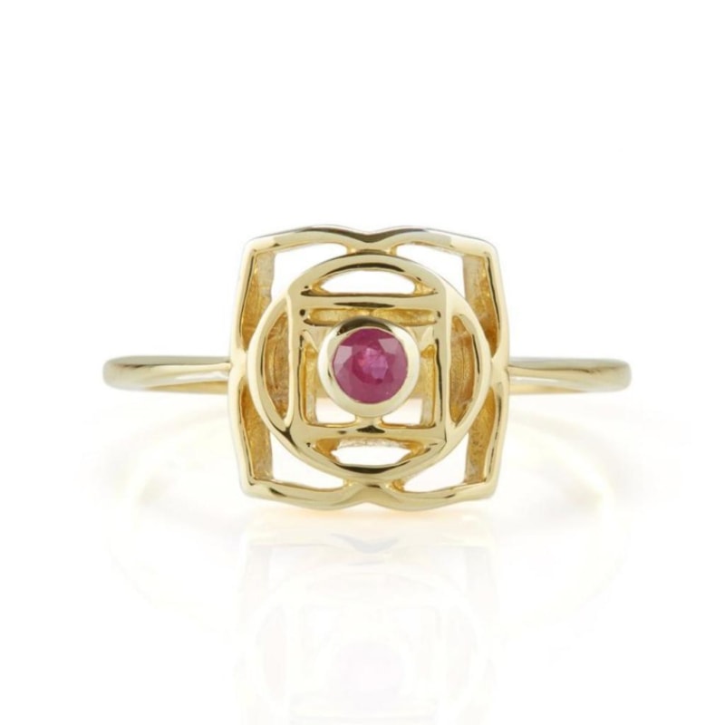 Thumbnail of Root Chakra Gold Vermeil Ring - Ruby image