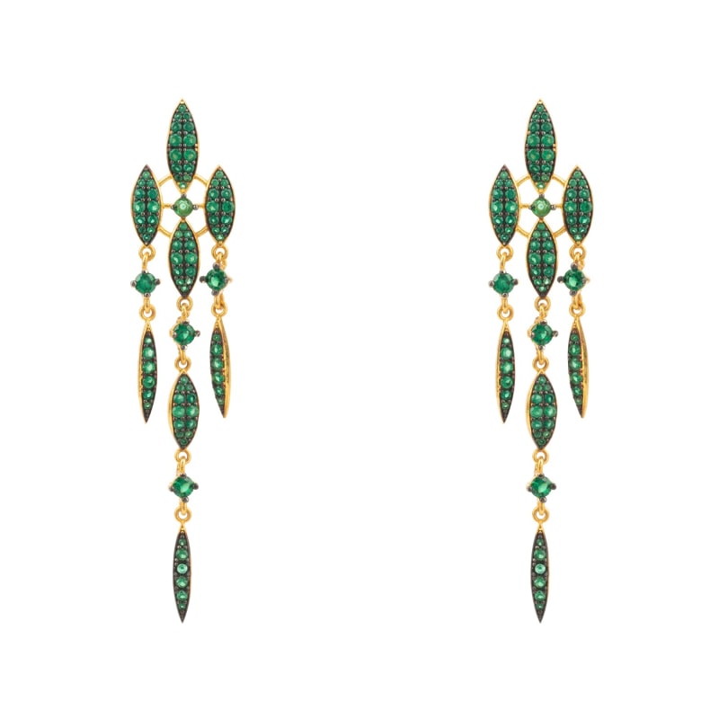 Thumbnail of Valencia Statement Drop Earring Emerald Green Cz Gold image
