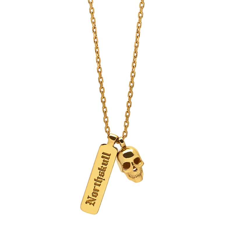 Thumbnail of Atticus Skull Tag Necklace In Gold image