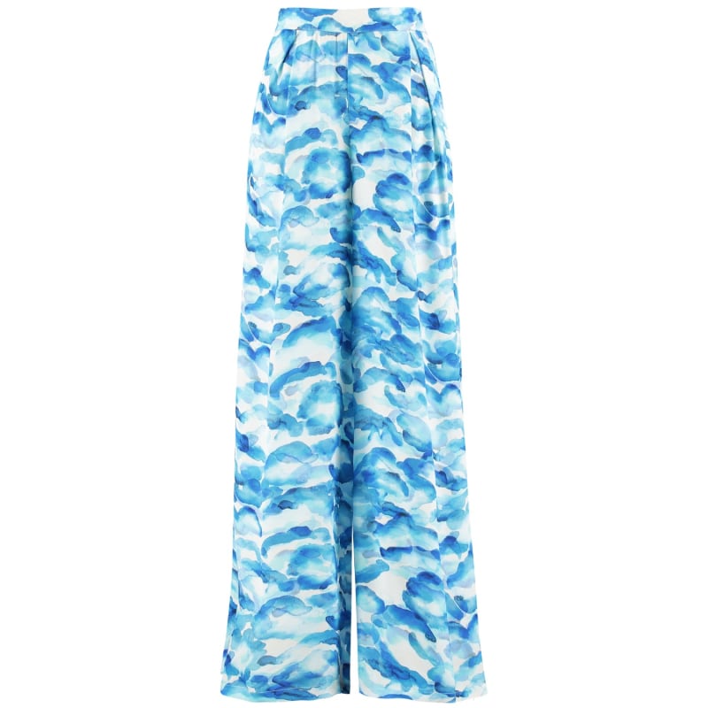 Thumbnail of The Alba Wide Leg Trousers In Blue Sky Satin image