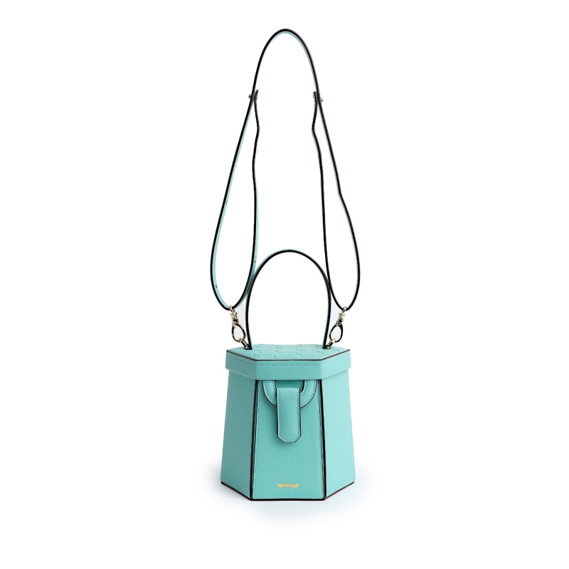 Thumbnail of Vegan Apple Leather Hexagon Crossbody & Shoulder Bag Turquoise image