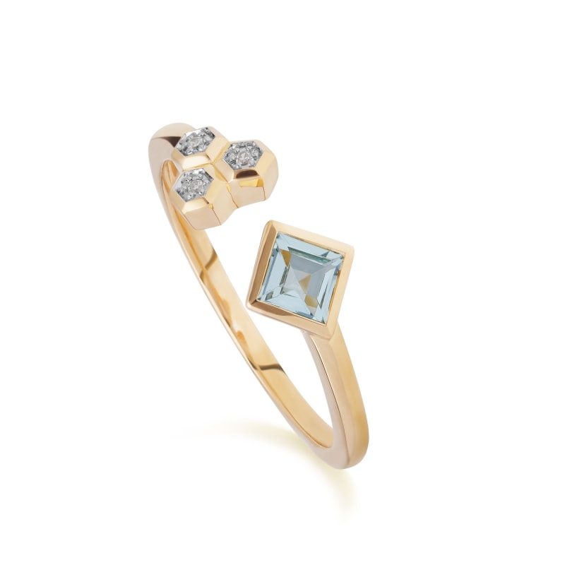 Thumbnail of Diamond & Topaz Open Ring In Yellow Gold image