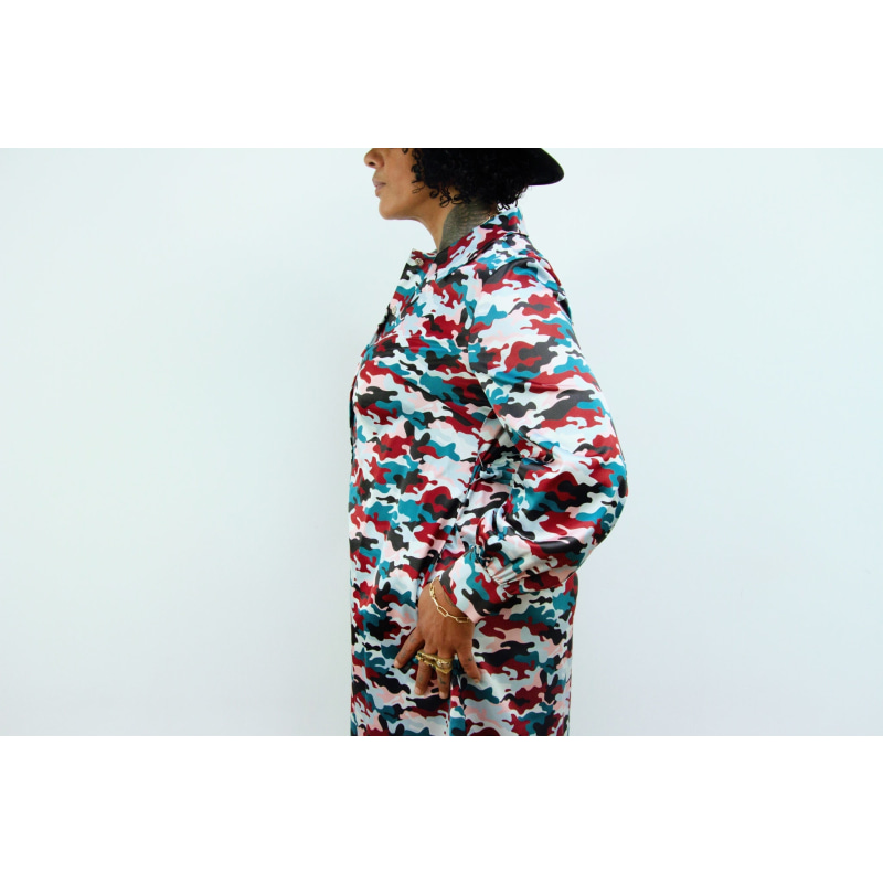 Thumbnail of Elama - Sunset Camo Print Long Sleeve Shirt Dress image