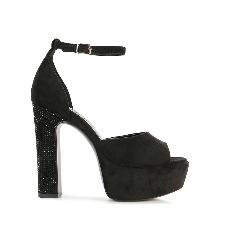 Studded black store block heels