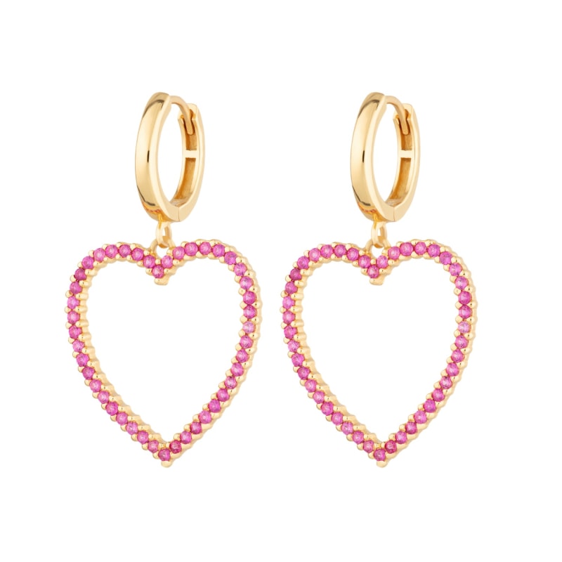 Gold Pink Open Heart Hoop Earrings by Scream Pretty
