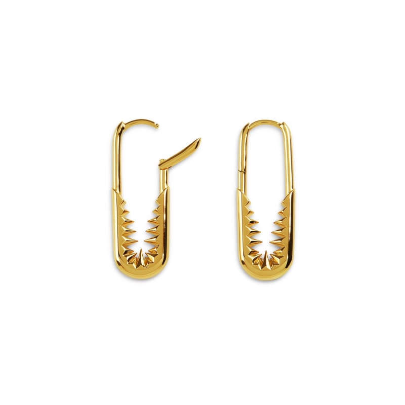 Thumbnail of Safety Pin Hoop Earrings - Gold image