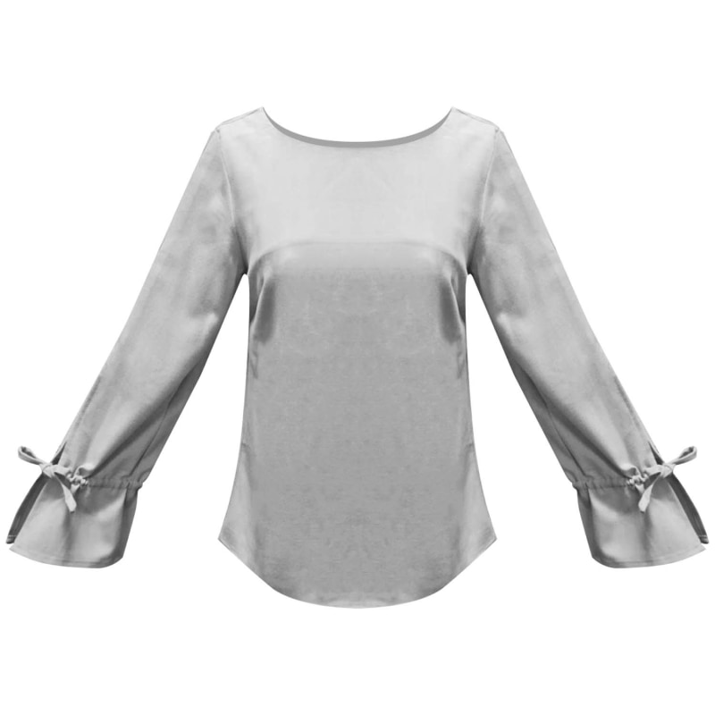 Thumbnail of Iko Long Sleeved Blouse With Drawstring Detail In Silver City image