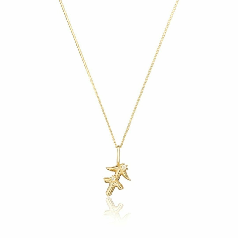 Thumbnail of Solid Gold Genuine Diamond Zodiac Necklace image