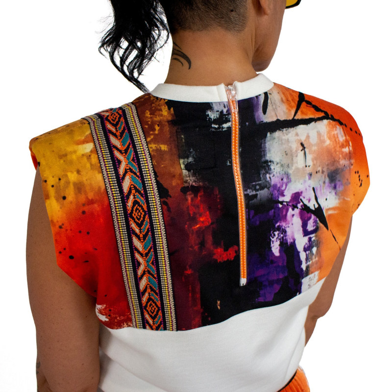 Thumbnail of Sleeveless Padded Blouse With Colorful Abstract Prints image