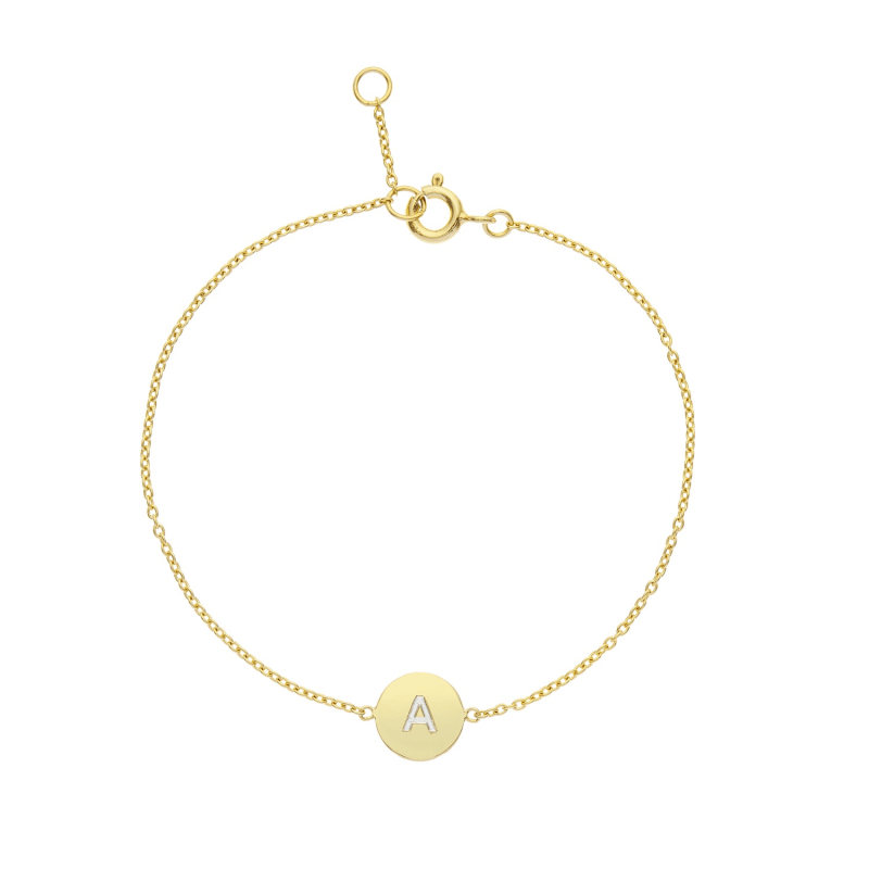 Thumbnail of Westwick Yellow Gold Vermeil Disc Initial Bracelet image