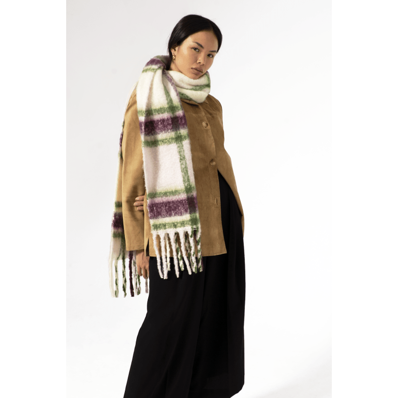 Thumbnail of Replaid Oversized Scarf - Grape & Green image