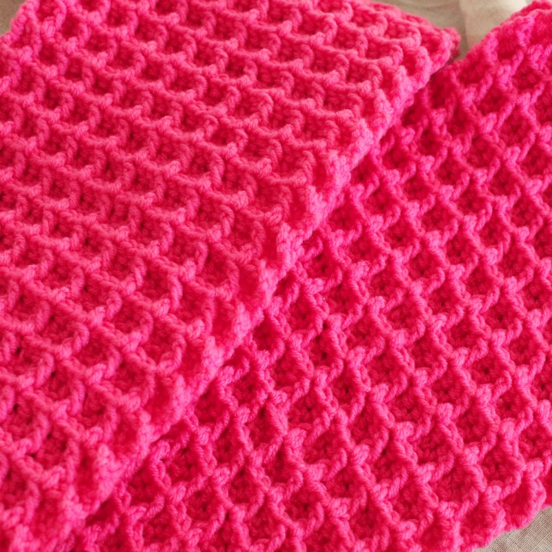 Thumbnail of Waffle Crochet Scarf In Hot Pink image