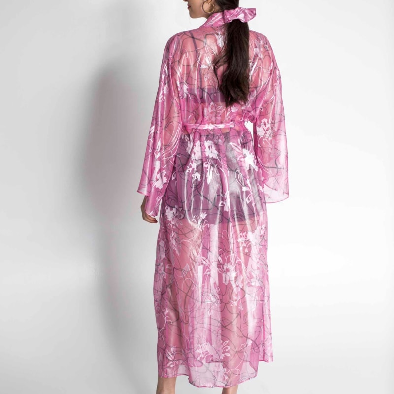 Thumbnail of Silk Kimono In Silver & Pink image