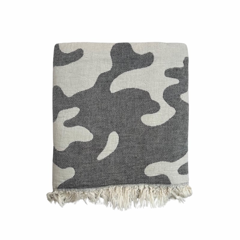 Thumbnail of Large Camo Hammam Towel - Charcoal / Ecru image