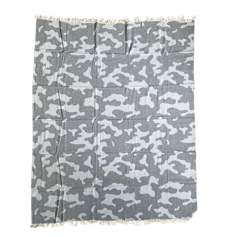 Thumbnail of Large Camo Hammam Towel - Charcoal / Ecru image