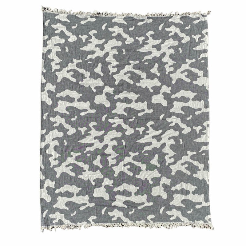 Thumbnail of Large Camo Hammam Towel - Charcoal / Ecru image