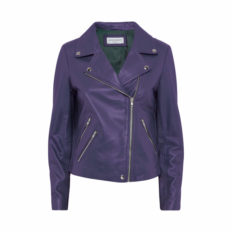 Purple Leather Zip Jacket by James Lakeland