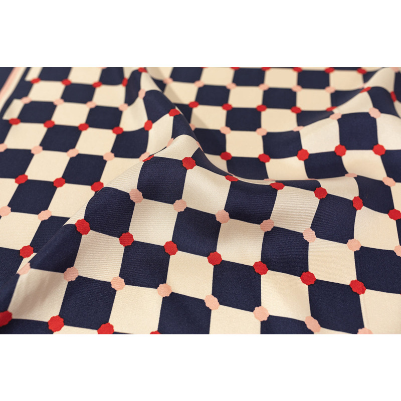 Thumbnail of "Checkerboard" Silk  Bandana - Red White & Blue image