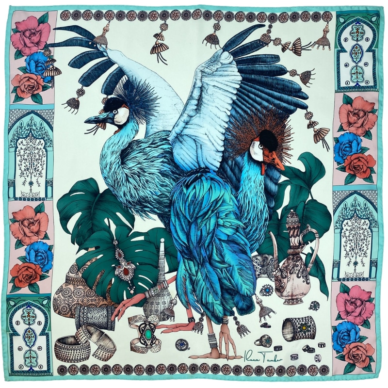 The African Crowned Crane Silk Scarf - Ilona Tambor