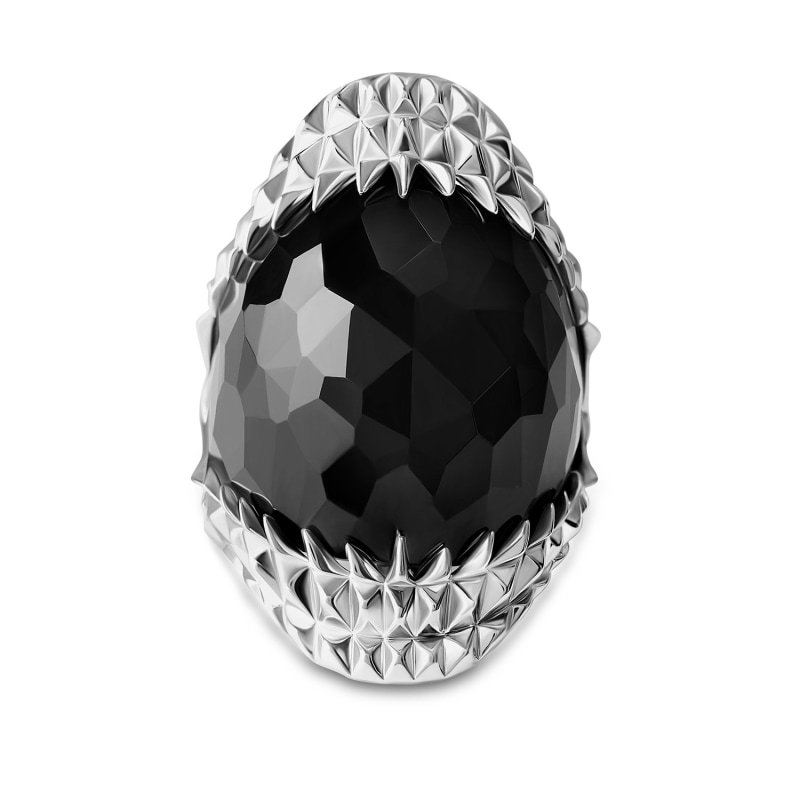 Thumbnail of Black Vampire Bite Ring Silver image