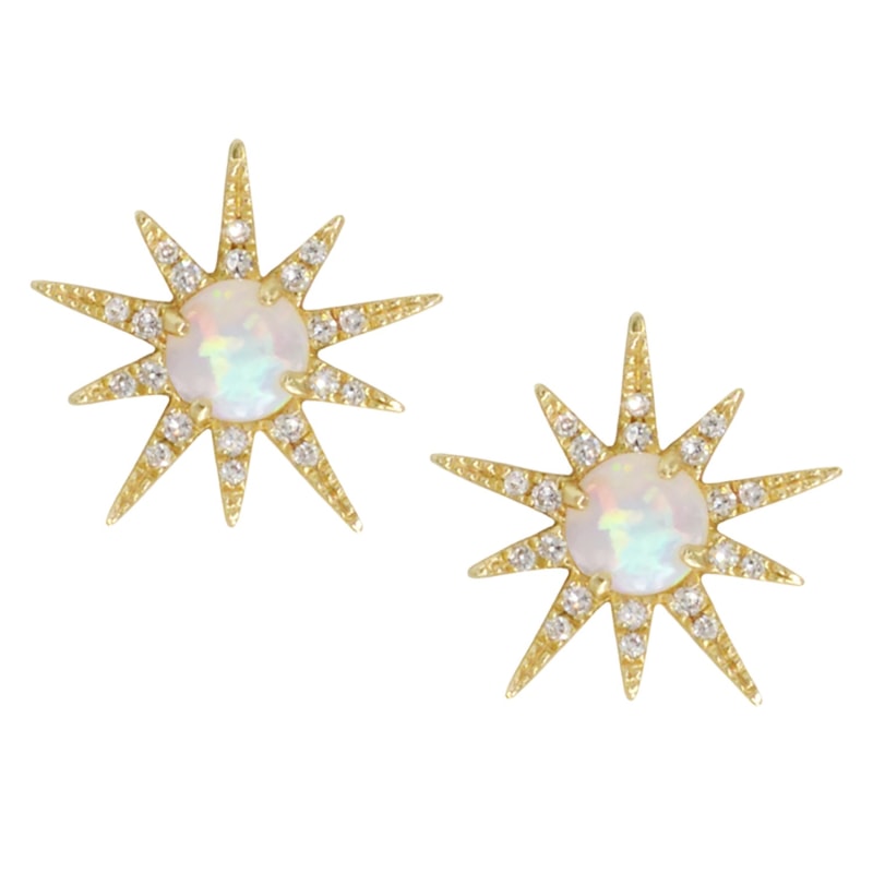 Thumbnail of Opal Starburst Studs With Diamonds image