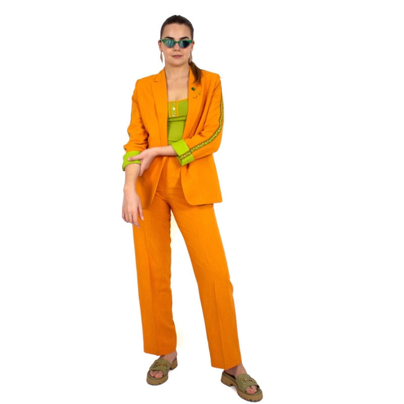 Thumbnail of Tailored Viscose Linen Orange Blazer Jacket image