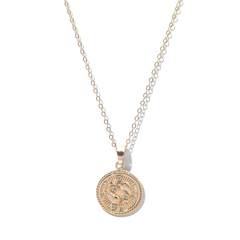 Thumbnail of Pisces Zodiac Medallion Pendant Gold Filled Necklace image