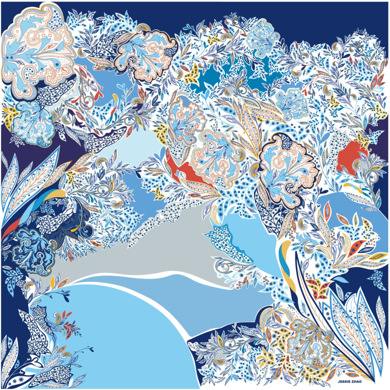 Thumbnail of Silk Scarf With Blue Fairyland image