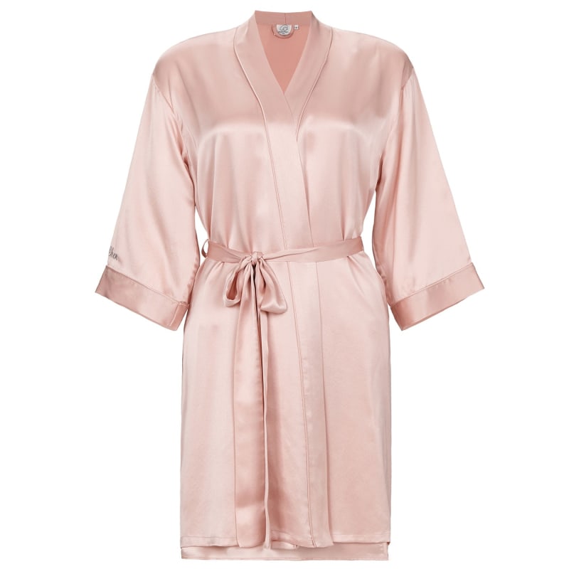 Pink silky dressing gown best sale