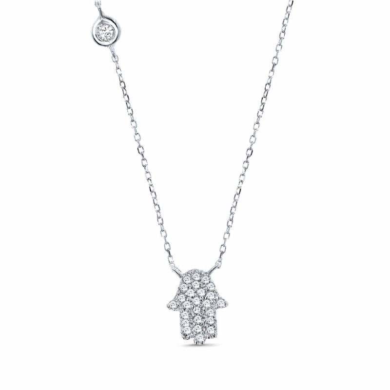 Thumbnail of Hamsa Necklace White Gold image