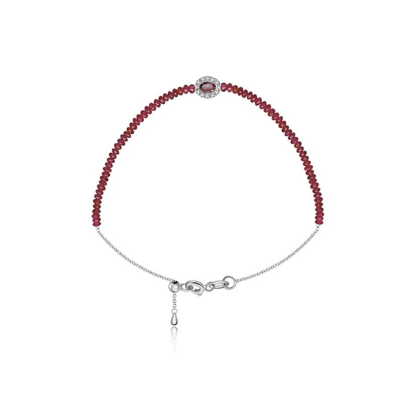 Thumbnail of 18k White Gold Ruby Bead Bracelet image