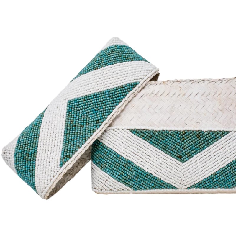 Thumbnail of Zoe Beaded Clutch - Aqua White image