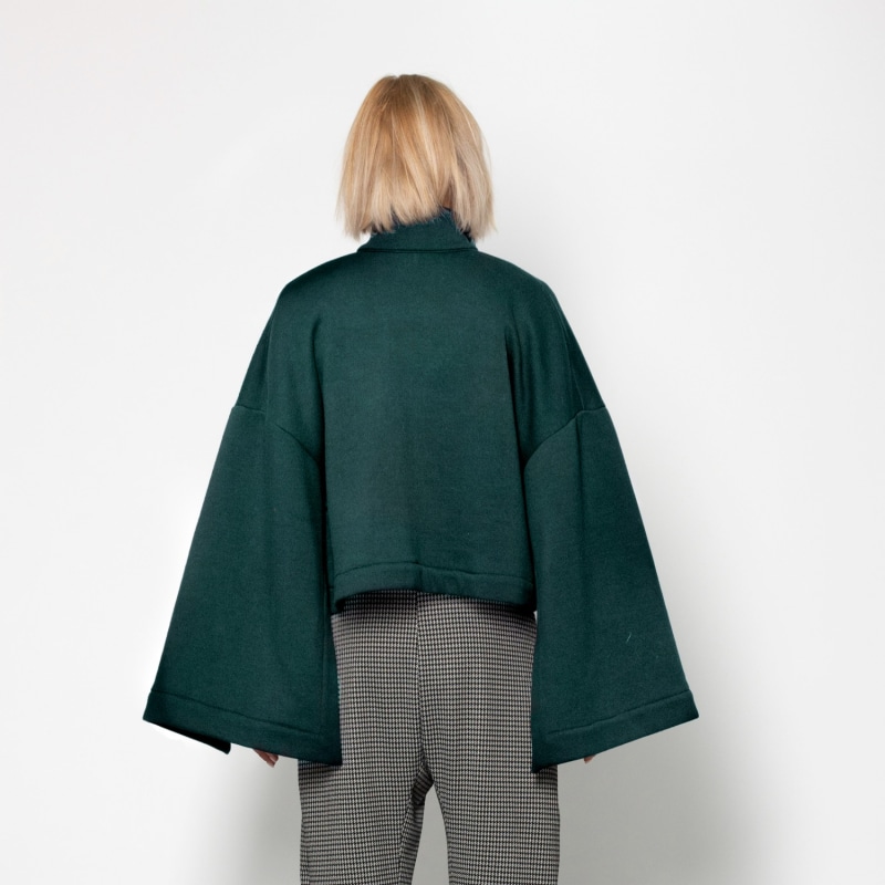 Thumbnail of Box Shape Jersey Cropped Cape - Green image