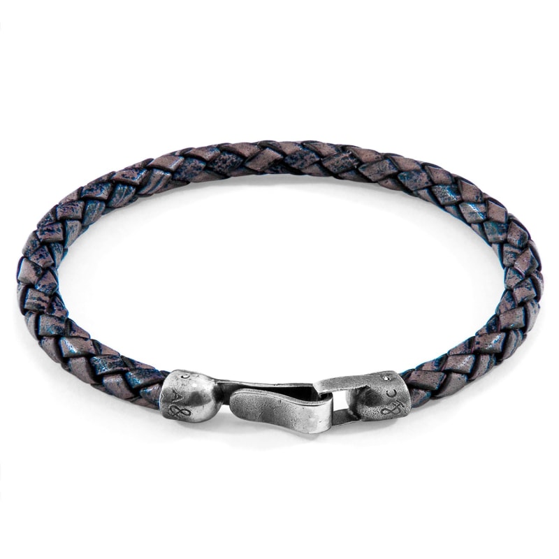 Thumbnail of Indigo Blue Skye Silver & Braided Leather Bracelet image