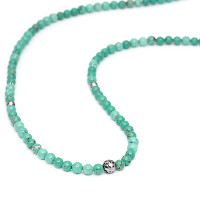 Thumbnail of Men's Beaded Necklace With Turquoise and Silver image